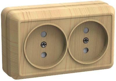 Розетка 2-м ОП Октава 10А IP20 без заземл. сосна ИЭК ERO20-K03-10-DC