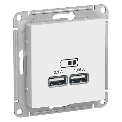 Механизм розетки USB ATLAS DESIGN 5В 1порт х 2.1А 2порта х 1.05А бел. SchE ATN000133