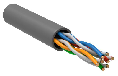 Кабель связи витая пара U/UTP кат.5е 4х2х24AWG solid LSZH (305м) сер. (м) ITK LC1-C5E04-121