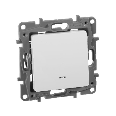 Механизм переключателя 1-кл. СП Etika Plus 10АX с подсветкой безвинт. зажимыбел. Leg 672215