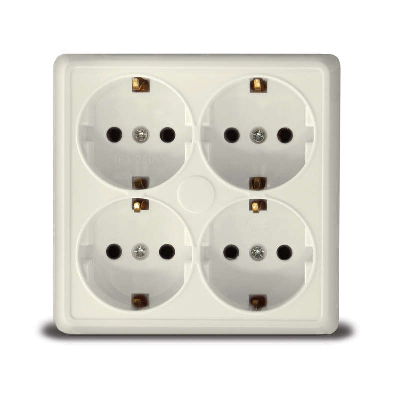 Розетка 4-м ОП Олимп с заземл. квадрат беж. UNIVersal 1171