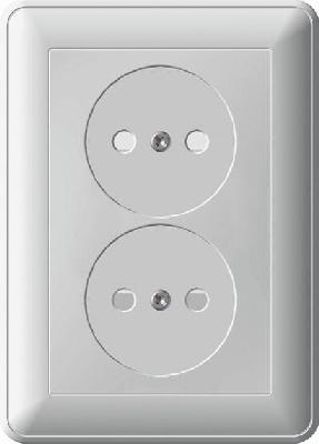 Розетка 2-м СП W59 16А IP20 защ. шторки без заземл. бел. SchE RS16-254-18