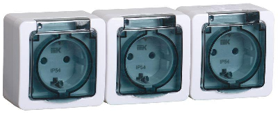 Розетка 3-м ОП Гермес Plus РСб23-3-ГПБд с защ. крышкой с заземл. IP54 дымч. ИЭК ERMP32-K03-16-54-EC