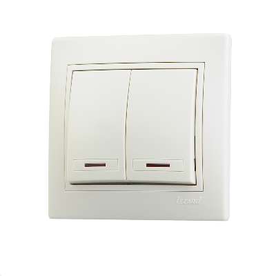 Выключатель 2-кл. СП Мира 10А IP20 с подсветкой крем./крем. LEZARD 701-0303-112