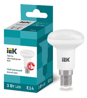 Лампа светодиодная ECO R39 3Вт 4000К бел. E14 270лм 230-240В ИЭК LLE-R39-3-230-40-E14