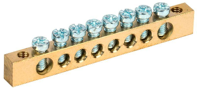 Шина PEN "земля-ноль" 6х9мм 8/2 (8групп/крепеж по краям) ИЭК YNN11-08-100