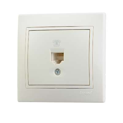 Розетка телефонная 1-м СП Мира RJ11 крем/крем. Lezard 701-0303-137