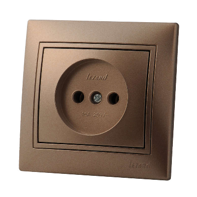 Розетка 1-м СП Мира 16А IP20 без заземл. керам. свет. корич. перламутр LEZARD 701-3131-121