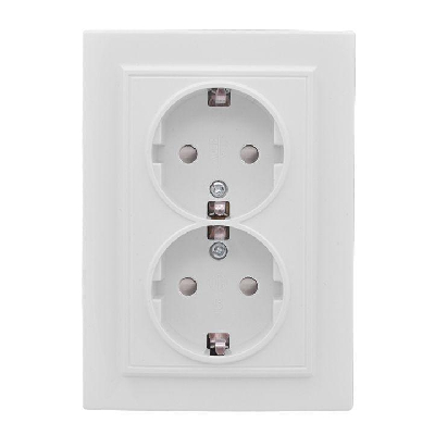 Розетка 2-м СП Минск 16А защ. шторки с заземл. бел. Basic EKF ERR16-128-100