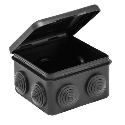 Коробка распределительная ОП 80х80х50мм (откид. крышка)УХЛ1 IP54 черн. Рувинил 67040МЧ