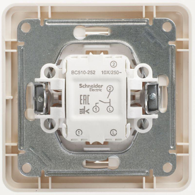 Выключатель 2-кл. СП W59 10А IP20 10АХ в сборе сл. кость SchE VS510-252-28