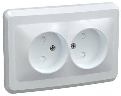 Розетка 2-м СП Вега РС12-2-ВБ без заземл. контакта без защ. штор 10А бел. ИЭК ERV20-K01-10-DM