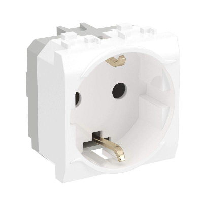 Розетка 1-м СП Brava 2мод. защ. шторки с заземл. бел. DKC 76482B