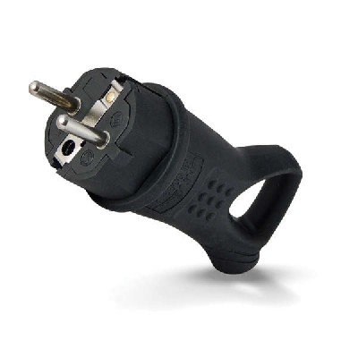 Вилка электрич. однофазная с ушком (каучук) UNIVersal 0003