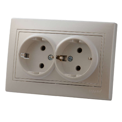 Розетка 2-м СП Мира керам. с заземл. жемчуж. бел. перламутр Lezard 701-3030-127