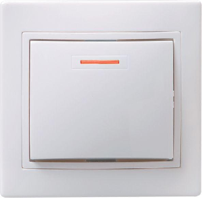 Выключатель 1-кл. СП КВАРТА с инд. 10А IP20 ВС10-1-1-КБ бел. ИЭК EVK11-K01-10-DM