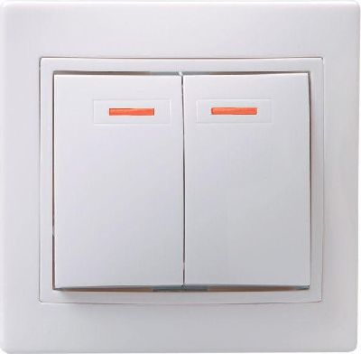 Выключатель 2-кл. СП КВАРТА с инд. 10А IP20 ВС10-2-1-КБ бел. ИЭК EVK21-K01-10-DM