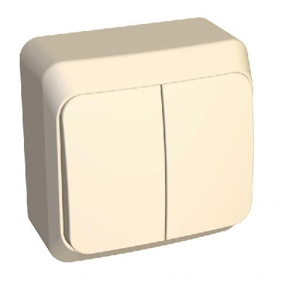 Выключатель 2-кл. ОП Этюд 10А IP20 крем. SchE BA10-002K