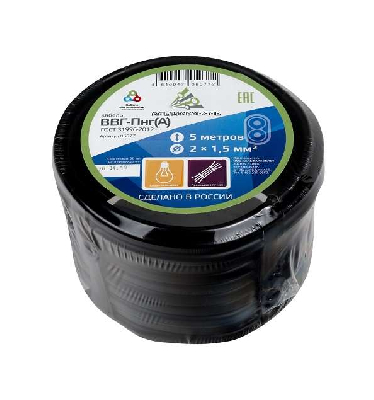 Кабель ВВГ-Пнг(А) 2х1.5 (бухта 5м) (шт) Альфакабель 65545