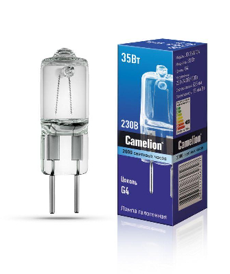 Лампа галогенная JD 35Вт капсула g4 2850К 240В Camelion 10406
