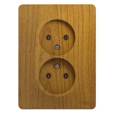 Розетка 2-м СП Glossa 16А IP20 без заземл. в сборе дер. дуб SchE GSL000520