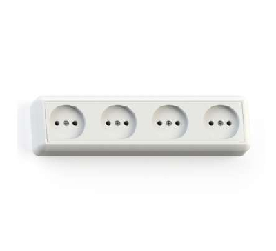 Розетка 4-м ОП Оптима 16А РА16-402 (в компл. с монтажной пластиной) бел. Кунцево 8024