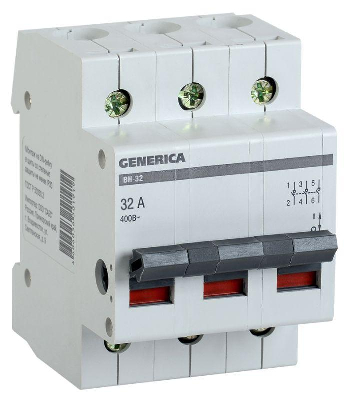Выключатель нагрузки (мини-рубильник) 3п ВН-32 32А GENERICA ИЭК MNV15-3-032