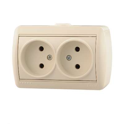 Розетка 2-м ОП Ната 16А IP20 без заземл. керам. крем. LEZARD 710-0300-128
