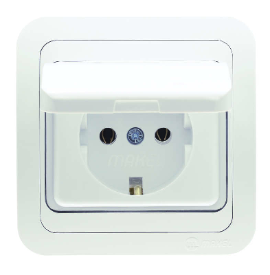 Розетка 1-м СП Mimoza 16А IP20 с защ. крышкой бел./бел. Makel 12029
