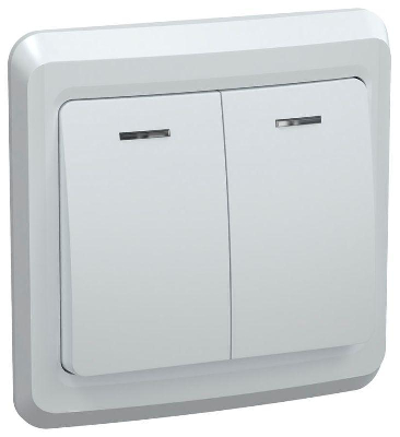 Выключатель 2-кл. СП Вега 10А IP20 ВС10-2-1-ВБ с индик. бел. ИЭК EVV21-K01-10-DM