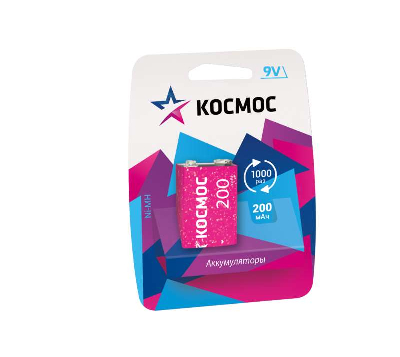 Аккумулятор 6F22 200мА.ч 1BL (блист.1шт) Космос KOCNI-MH6F22(200mAh)