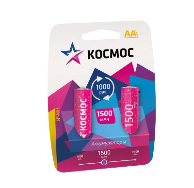 Аккумулятор R6 NI-MN 1500мА.ч BP-2 (блист.2шт) Космос KOCR6NIMH(1500mA)
