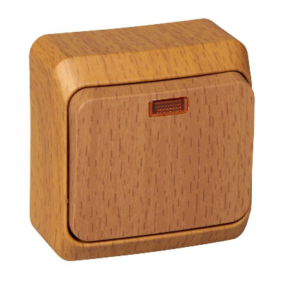 Выключатель 1-кл. ОП Этюд Дача 10А IP20 с индик. бук SchE BA10-005T