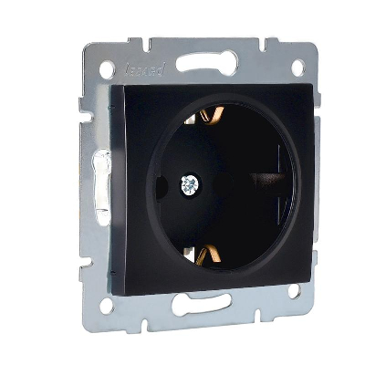 Механизм розетки 1-м СП KARINA термопласт с заземл. черн. бархат LEZARD 707-4288-122B