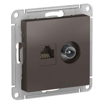 Механизм розетки 2-м ATLAS DESIGN комп. RJ45 кат.5E+TV мокко SchE ATN000689