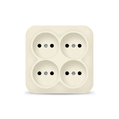 Розетка 4-м ОП 10А IP20 без заземл. сл. кость квадрат IONICH 1453