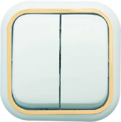 Выключатель 2-кл. ОП Валентина  10А IP20 А56-025 бел./зол. Кунцево 7635