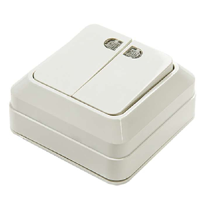 Выключатель 2-кл. BOLLETO с подсвет. накл. 7123 бел. ASD / IN HOME 4680005959778