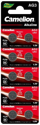 Элемент питания алкалиновый "таблетка" G 3 Mercury Free AG3-BP0%Hg 392A/LR41/192 BL-10 (блист.10шт) Camelion 12811
