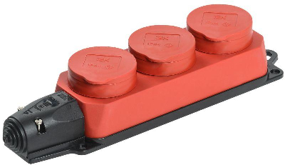 Розетка 3-м ОМЕГА РБ33-1-0м IP44 каучук красн. ИЭК PKR61-016-2-K04