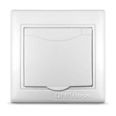 Розетка 1-м СП Севиль 16А с защ. крышкой с заземл. бел. UNIVersal С0029