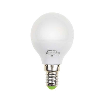 Лампа светодиодная PLED-ECO-G45 5Вт шар 4000К бел. E14 400лм 220-240В JazzWay 1036926A
