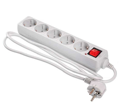 Удлинитель с сетевым фильтром 5х1.5м с заземл. 7А IP20 500SL-1.5-G CCA 3х0.75 сер. BURO 354120