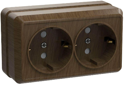 Розетка 2-м ОП Октава 16А РС22-3-ОД с заземл. дуб ИЭК ERO21-K04-16-DC