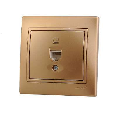 Розетка компьютерная 1-м СП Мира RJ45 метал. зол. Lezard 701-1313-139