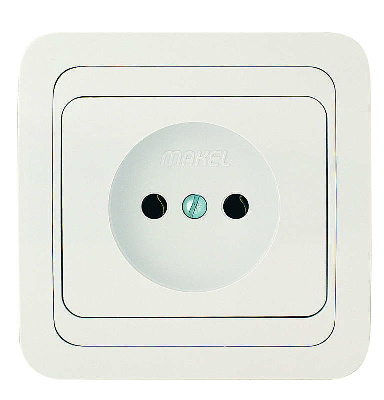 Розетка 1-м СП Mimoza 16А IP20 без заземл. керам. бел./бел. Makel 12002
