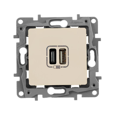 Устройство зарядное Etika с двумя USB-разьемами тип A-тип C 240В/5В 3000мА сл. кость Leg 672336