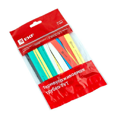 Набор трубок термоусадочных тонкостен. 16/8 (7 цветов по 3шт 100мм) EKF tut-n-16