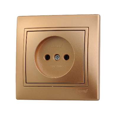 Розетка 1-м СП Мира 16А IP20 без заземл. керам. метал. зол. LEZARD 701-1313-121