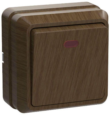 Выключатель 1-кл. ОП ОКТАВА 10А IP20 с инд. дуб ИЭК EVO11-K04-10-DC